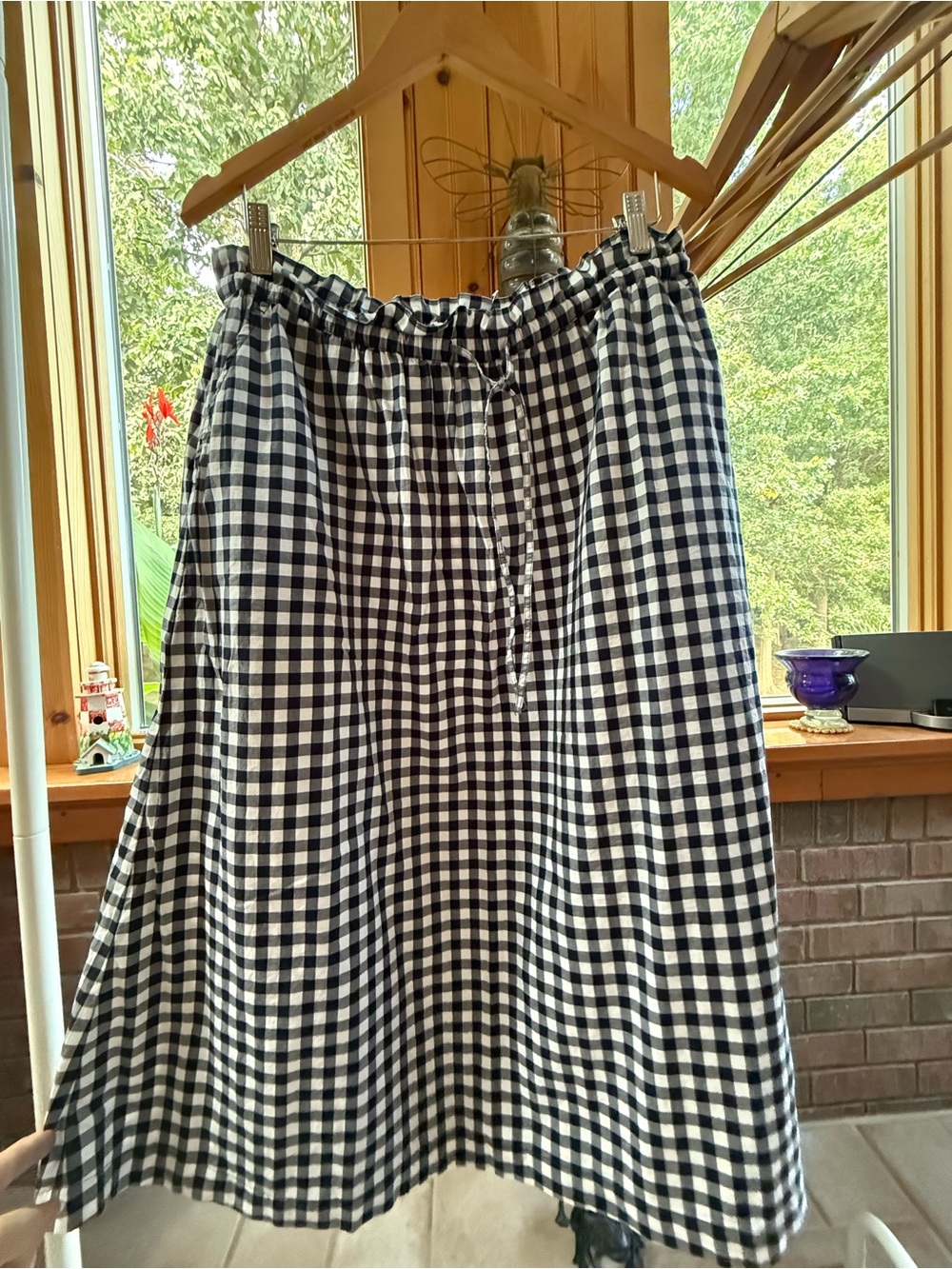J Crew Navy & White Gingham Skirt